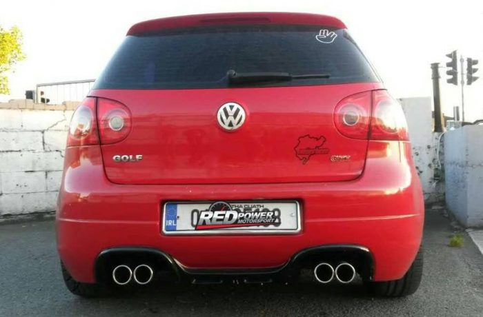 Dual twin exit exhaust fabricated for this MK5